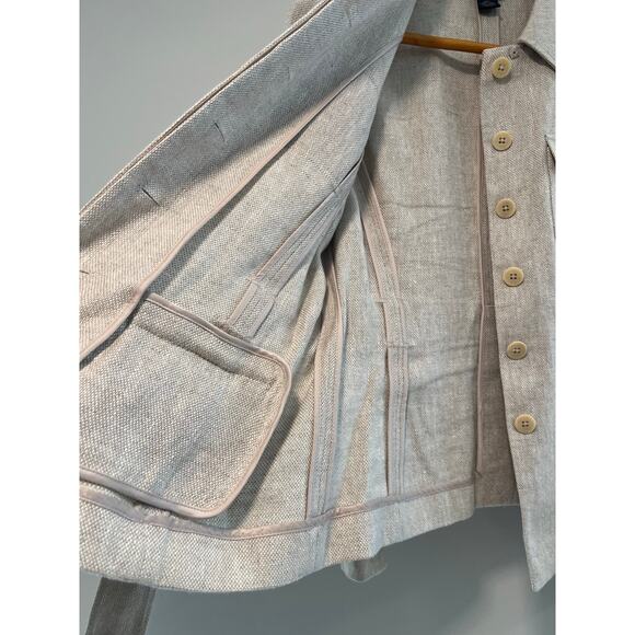 Brooks Brothers 100% Linen Jacket Woven In Ireland Button Down Size 10 JL - Picture 5 of 11